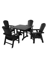 WestinTrends 5 Piece Outdoor Patio Dining Square Table and Shell Back Armchair Set