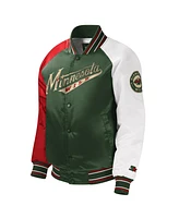 Big Boys, Girls and Starter Green Minnesota Wild Raglan Full-Snap Varsity Jacket
