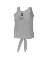 Women's Wear by Erin Andrews Gray New York Yankees Open Back Twist Tie Tank Top