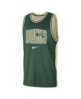 Men's Nike Hunter Green, Cream Milwaukee Bucks Courtside Versus Force Split Dna Performance Mesh Tank Top