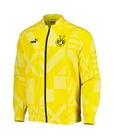 Men's Puma Yellow Borussia Dortmund Pre-Match Raglan Full-Zip Training Jacket