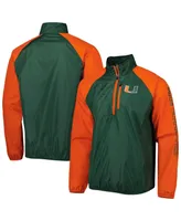 Men's G-iii Sports by Carl Banks Green Miami Hurricanes Point Guard Raglan Half-Zip Jacket