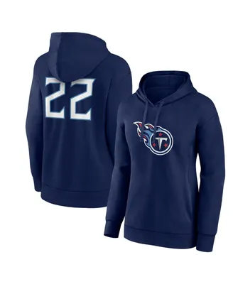 Women's Fanatics Derrick Henry Navy Tennessee Titans Player Icon Name and Number Pullover Hoodie