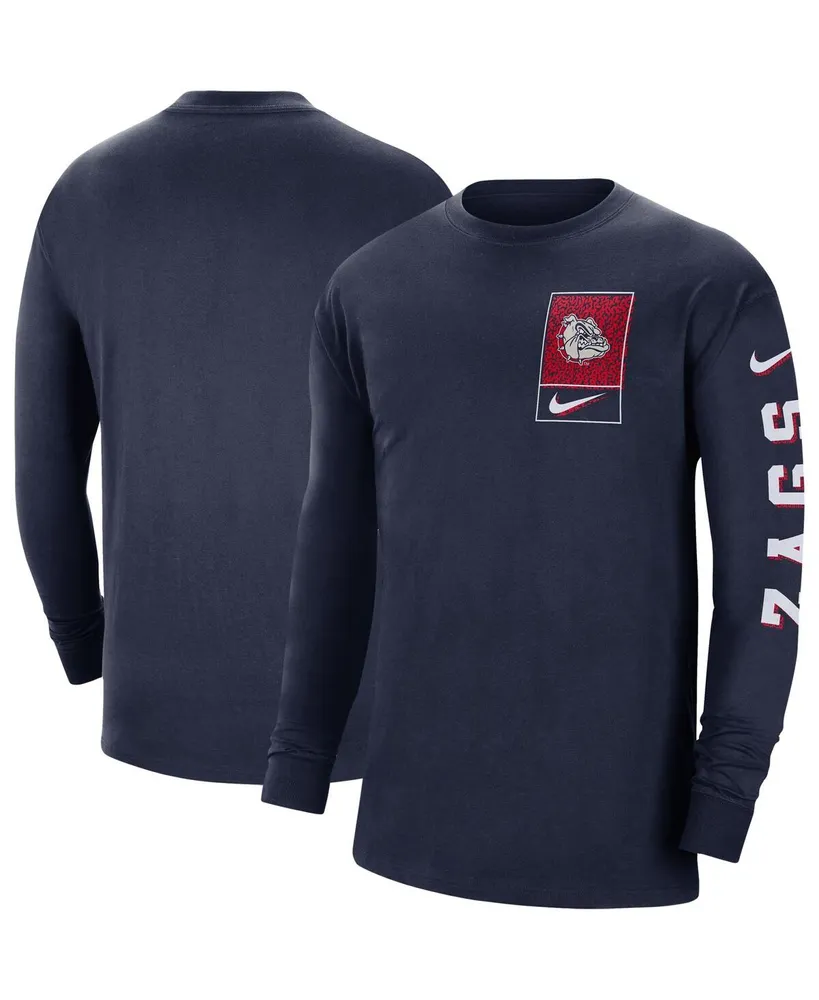 Men's Nike Navy Gonzaga Bulldogs Seasonal Max90 2-Hit Long Sleeve T-shirt