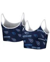 Women's Concepts Sport Navy, White Tennessee Titans Breakthrough Allover Knit Sports Bra