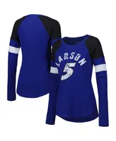 Women's G-iii 4Her by Carl Banks Royal Kyle Larson Action Tri-Blend Thermal Raglan Long Sleeve T-shirt