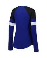 Women's G-iii 4Her by Carl Banks Royal Kyle Larson Action Tri-Blend Thermal Raglan Long Sleeve T-shirt