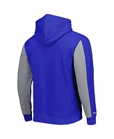 Men's Mitchell & Ness Royal, Heather Gray Los Angeles Dodgers Colorblocked Fleece Pullover Hoodie