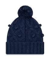 Big Girls New Era Navy New England Patriots Toasty Cuffed Knit Hat with Pom