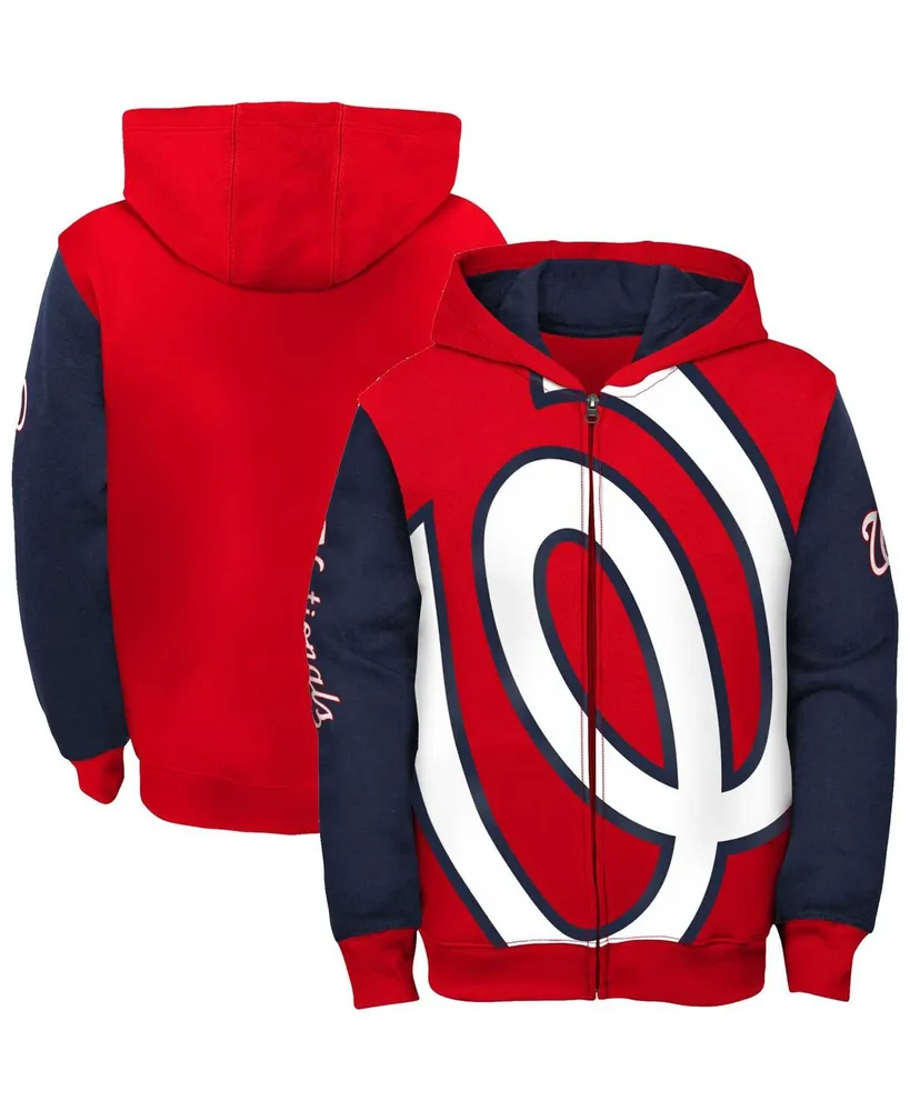 Youth Washington Nationals Red Poster Board Full-Zip Hoodie