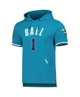 Men's Pro Standard LaMelo Ball Teal Charlotte Hornets Name and Number Short Sleeve Pullover Hoodie