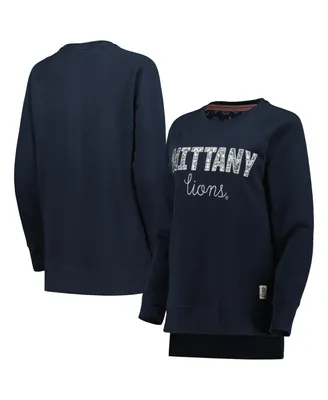 Women's Pressbox Navy Penn State Nittany Lions Steamboat Animal Print Raglan Pullover Sweatshirt