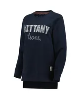 Women's Pressbox Navy Penn State Nittany Lions Steamboat Animal Print Raglan Pullover Sweatshirt