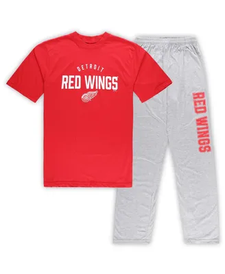 Men's Detroit Red Wings Red, Heather Gray Big and Tall T-shirt Pants Lounge Set