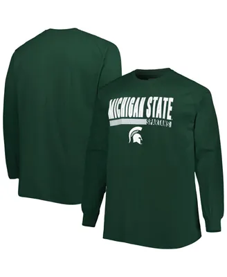 Men's Green Michigan State Spartans Big and Tall Two-Hit Raglan Long Sleeve T-shirt