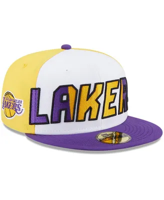 Men's New Era White, Purple Los Angeles Lakers Back Half 9FIFTY Fitted Hat