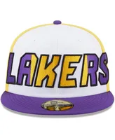 Men's New Era White, Purple Los Angeles Lakers Back Half 9FIFTY Fitted Hat