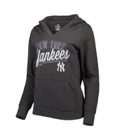 Women's Fanatics Heather Charcoal New York Yankees Simplicity Crossover V-Neck Pullover Hoodie