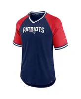 Men's Fanatics Navy, Red New England Patriots Second Wind Raglan V-Neck T-shirt