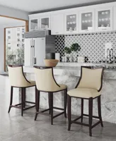 Manhattan Comfort Emperor 19" L Beech Wood Faux Leather Upholstered Barstool