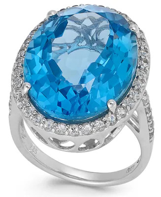 Blue and White Topaz Ring Sterling Silver (21 ct. t.w.)