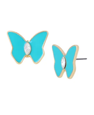 Steve Madden Faux Stone Butterfly Stud Earrings