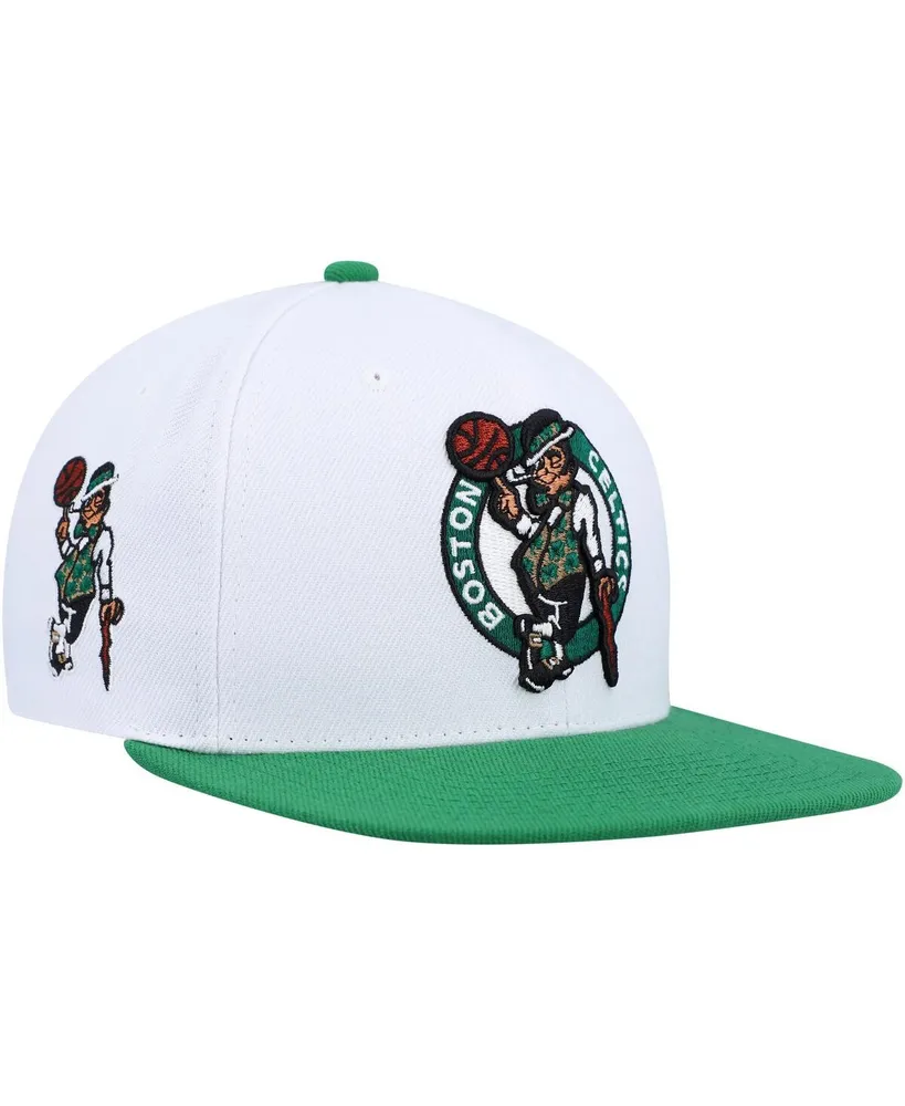 Men's Mitchell & Ness White, Green Boston Celtics Side Core 2.0 Snapback Hat