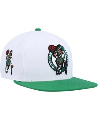 Men's Mitchell & Ness White, Green Boston Celtics Side Core 2.0 Snapback Hat