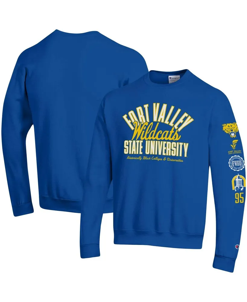 Men's Champion Royal Fort Valley State Wildcats 2-Hit Powerblend Pullover Sweatshirt