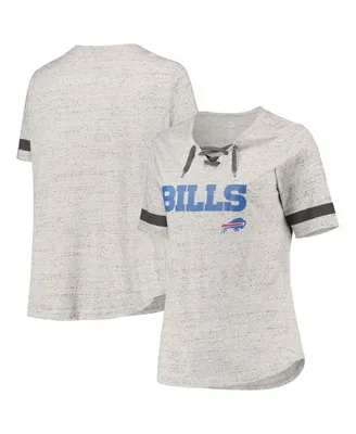 Women's Heathered Gray Buffalo Bills Plus Size Lace-Up V-Neck T-shirt