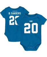 Newborn and Infant Boys Girls Mitchell & Ness Barry Sanders Blue Detroit Lions Retro Name Number Bodysuit