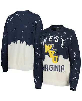 Women's Gameday Couture Navy West Virginia Mountaineers Twice As Nice Faded Dip-Dye Pullover Sweatshirt