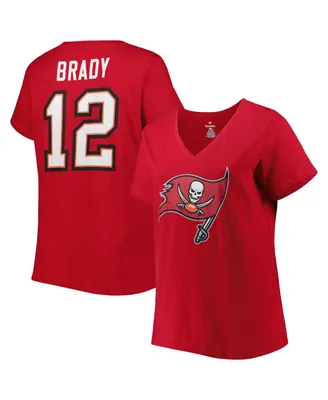 Majestic Threads Women's Majestic Threads Tom Brady Red/White Tampa Bay  Buccaneers Drip-Dye Player Name & Number Tri-Blend Crop T-Shirt