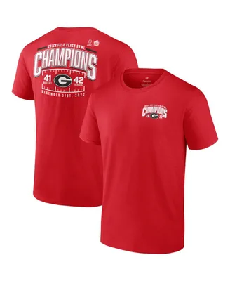 Men's Fanatics Red Georgia Bulldogs College Football Playoff 2022 Peach Bowl Champions Score T-shirt