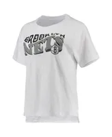 Women's Concepts Sport Charcoal, White Brooklyn Nets Resurgence Slub Burnout Raglan T-shirt and Shorts Sleep Set