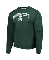 Men's League Collegiate Wear Green Michigan State Spartans 1965 Arch Essential Fleece Pullover Sweatshirt