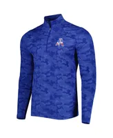 Men's Antigua Royal New England Patriots Brigade Throwback Quarter-Zip Top