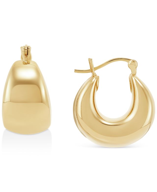 Polished Graduated Chunky Oval Hoop Earrings in 14k Yellow Gold