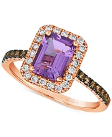 Le Vian Deep Sea Blue Topaz (1-5/8 ct. t.w.) & Diamond (3/8 Halo Ring 14k Rose Gold (Also Amethyst Citrine)