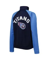 Women's G-iii 4Her by Carl Banks Navy, Light Blue Tennessee Titans Confetti Raglan Full-Zip Track Jacket