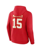 Men's Fanatics Patrick Mahomes Red Kansas City Chiefs Player Icon Name and Number Pullover Hoodie