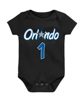 Infant Boys and Girls Mitchell & Ness Penny Hardaway Black Orlando Magic Hardwood Classics Name and Number Bodysuit