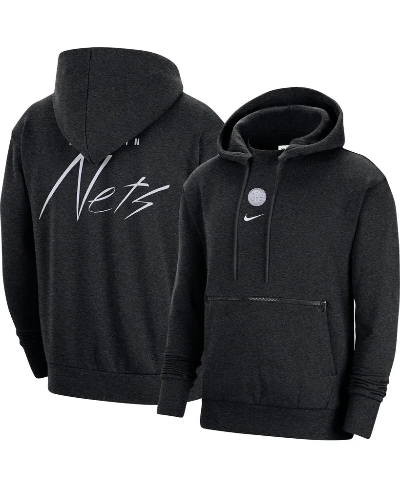 Men's Nike Heather Black Brooklyn Nets Courtside Versus Flight Pullover Hoodie