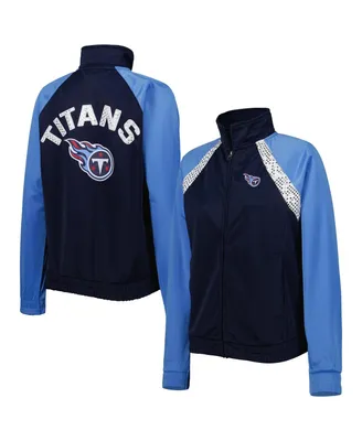 Women's G-iii 4Her by Carl Banks Navy, Light Blue Tennessee Titans Confetti Raglan Full-Zip Track Jacket