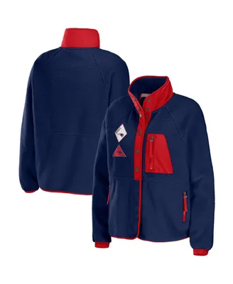 Women's Wear by Erin Andrews Navy New England Patriots Polar Fleece Raglan Full-Snap Jacket