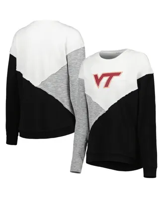 Women's Touch Cream, Black Virginia Tech Hokies Star Player Pieced Pullover Sweatshirt