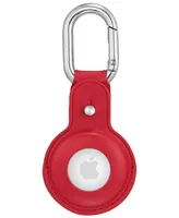 WITHit Red Leather Apple AirTag Case with Silver-Tone Carabiner Clip - Red, Silver