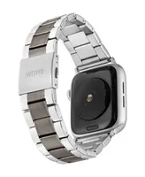 WITHit Men's Silver-Tone and Black Stainless Steel Link Bracelet Compatible with 42/44/45/Ultra/Ultra 2 Apple Watch
