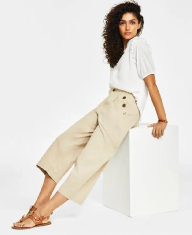 Tommy Hilfiger Women's Sailor-Button Wide-Leg Pants