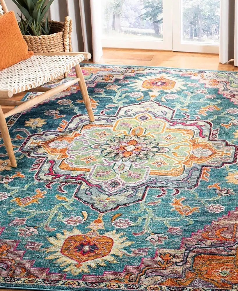 Safavieh Crystal CRS501 Teal and Rose 6'7" x 9'2" Area Rug